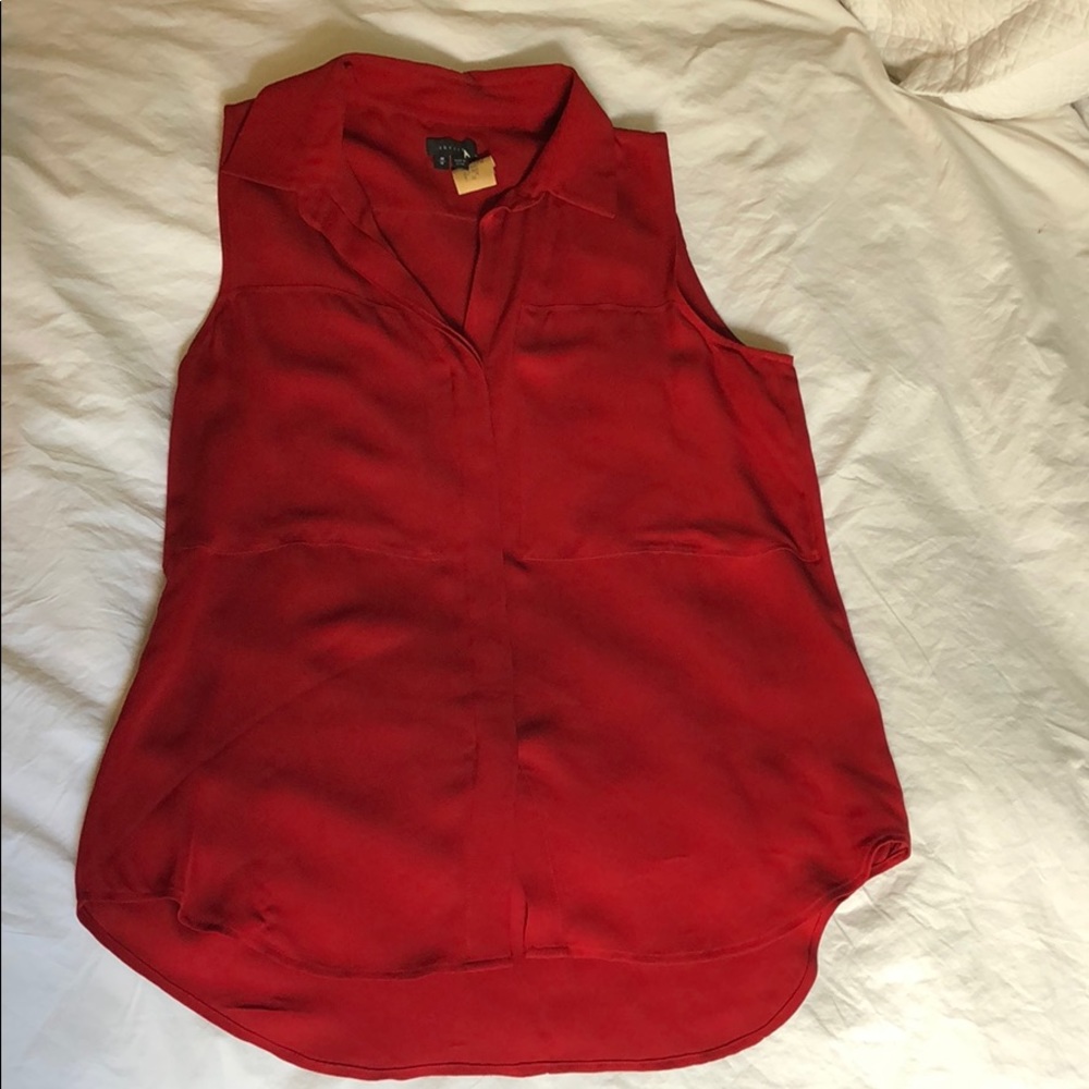 Theory Red Silk Blouse